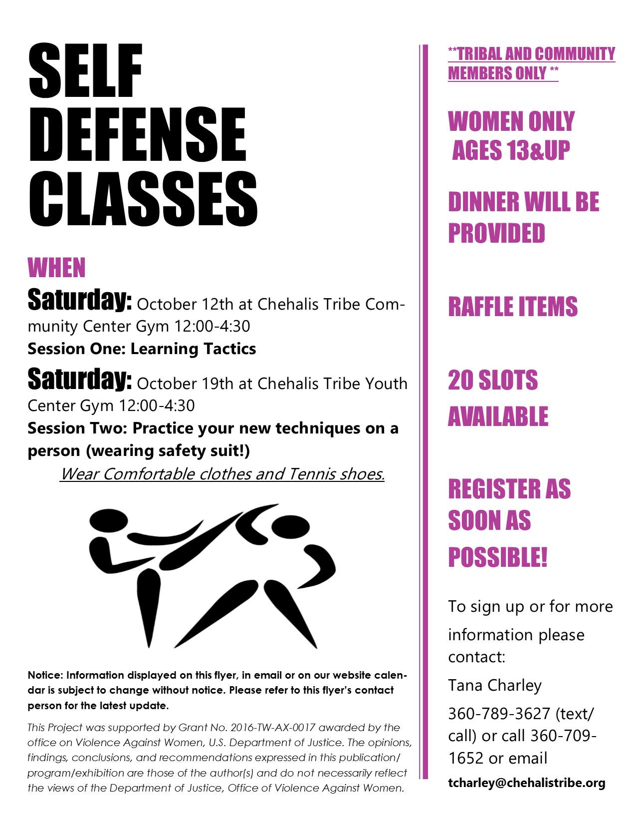 Chehalis Tribe Self Defense Classes The Chehalis Tribe